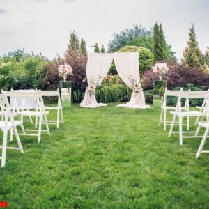 arch and chairs for the wedding ceremony