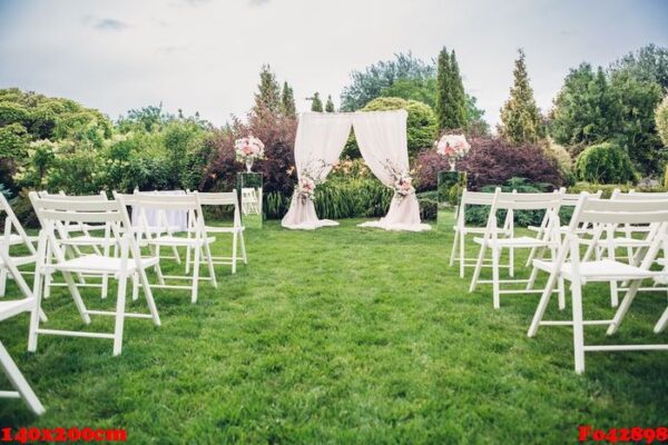 arch and chairs for the wedding ceremony