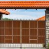 brown forged automatic gates in the cottage