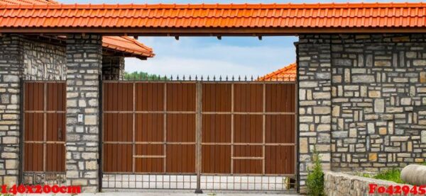 brown forged automatic gates in the cottage