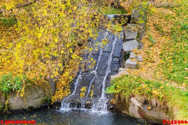 current stream in the stone bed. autumn landscape