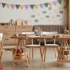 crafting table in school classroom