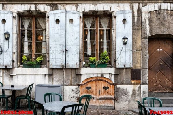 outdoor cafe at the old building in the old town of geneva