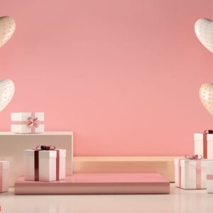 scene with gifts and love hearts, valentines day and mother's day concept