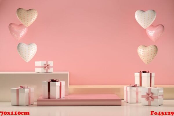 scene with gifts and love hearts, valentines day and mother's day concept