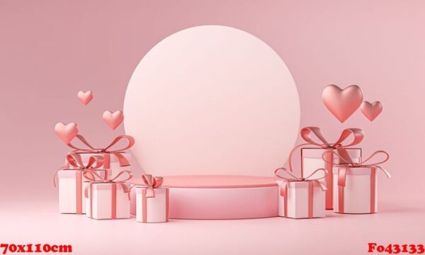 stage mockup template valentine wedding love heart shape and gift box 3d rendering