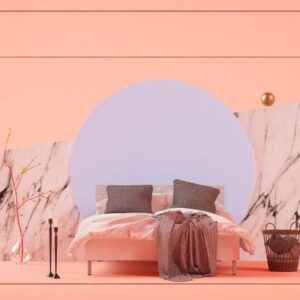 surreal bedroom scene