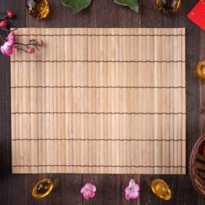 top view of fresh persimmons on wooden table background for chinese lunar new year