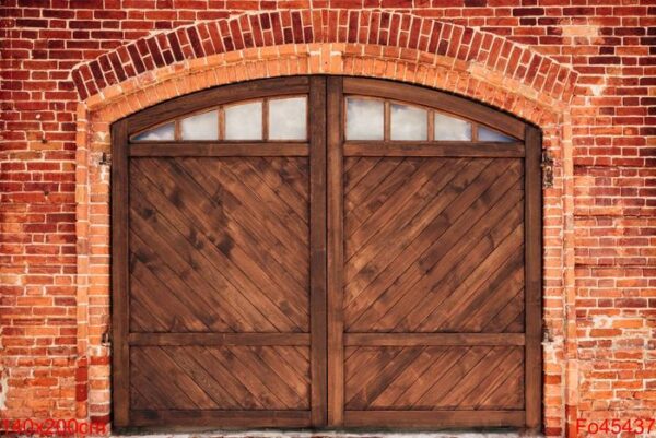 old brick wall with door.