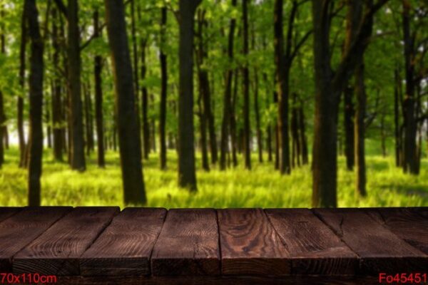 scene creator. mockup. empty wooden deck table with summer bokeh background.