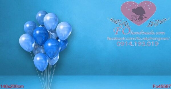 balloons bunch on a blue wall background. horizontal banner.