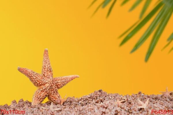 starfish on the sand on the yellow background