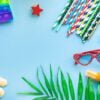 summer background mood, tropical leaf, sun glasses, seashells, f