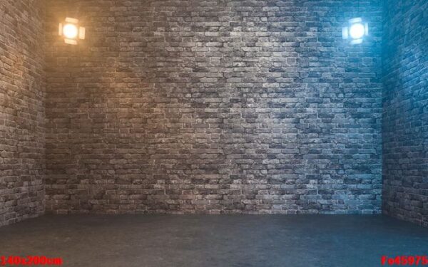 empty brick wall with spotlights. 3d rendering