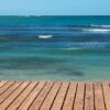 wooden platform on the sea