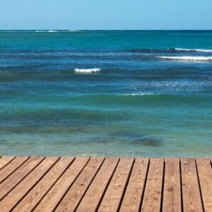 wooden platform on the sea