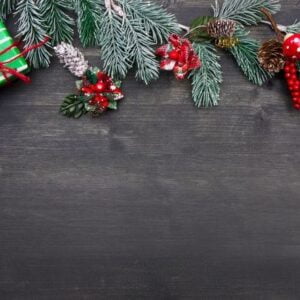 beautiful christmas decoration on old black wood background