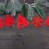 beautiful christmas decoration on old black wood background