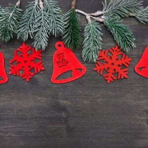 beautiful christmas decoration on old black wood background