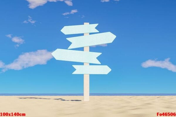 multidirectional sign on beach sand