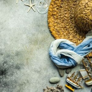 straw hat and marine decoration