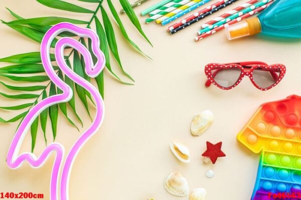 summer background mood, tropical leaf, sun glasses, seashells, f