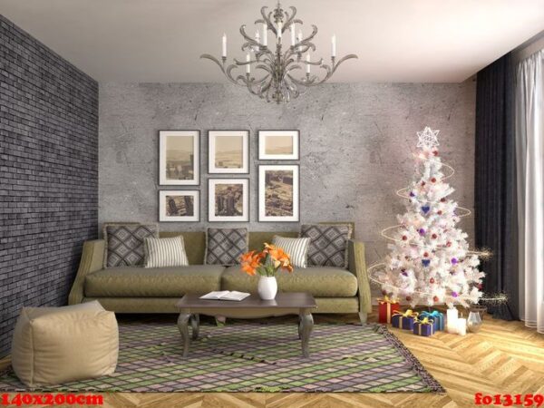 christmas tree with decorations in the living room. 3d illustrat