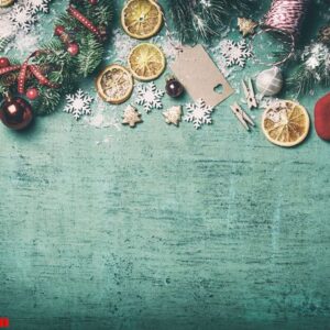 christmas concept, christmas decoration, top view, toned, with place for text