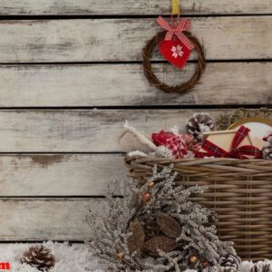 hanging wreath with basket full of decoration