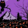 halloween background with pumpkin in silhouette