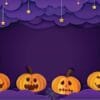 illustrations halloween background with pumpkin in paper cut style