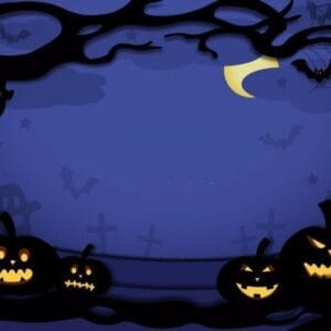 illustrations halloween background with pumpkin in silhouette