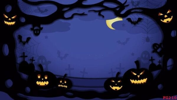 illustrations halloween background with pumpkin in silhouette