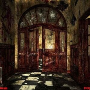 scary asylum interior background