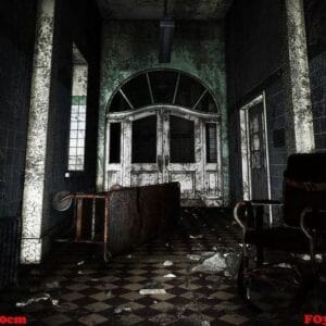 dark asylum interior background