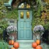 front,door,of,family,home,with,halloween,decorations