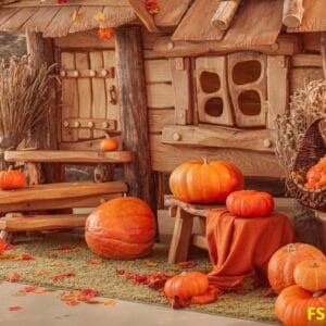 fairytale,oak,house,,interior,decor,,autumn,background,with,pumpkins.