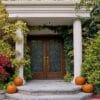 house,front,door,with,portico,and,fall,colors