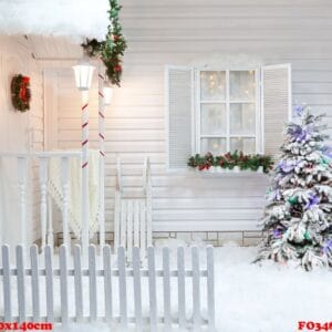 winter exterior of a country house with christmas decorations in the american style.