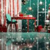 winter or christmas cozy interior. decorations, christmas tree, gifts and accessories. red and green color. ai generated