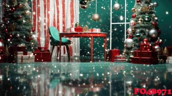 winter or christmas cozy interior. decorations, christmas tree, gifts and accessories. red and green color. ai generated