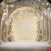 arch made of christmas tree balls with decor. white christmas decorations. ai generated