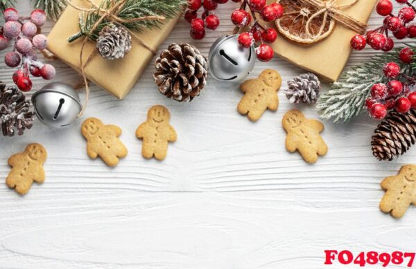 christmas gifts, gingerbread cookies, decorations with christmas