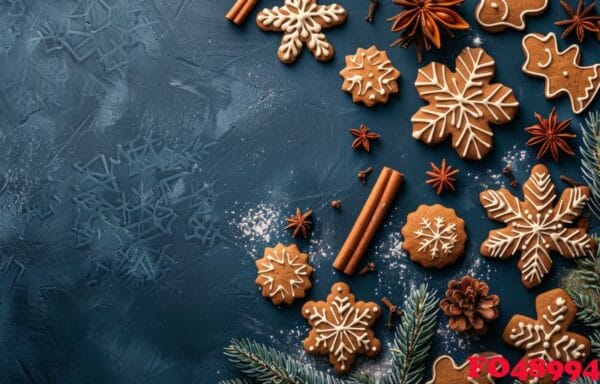 gingerbread snowflake cookies with cinnamon and star anise