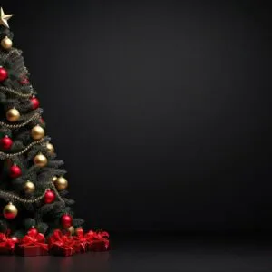 christmas background with christmas tree. illustration ai genera