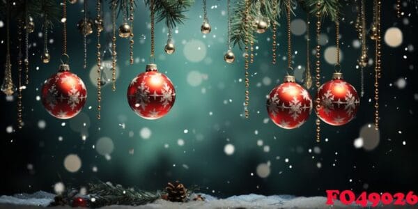 christmas ornament on beautiful winter scenery, xmas ball, copy space