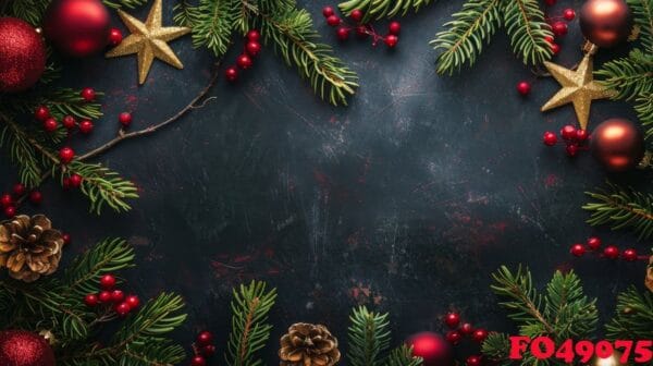 christmas paper background with pine branches