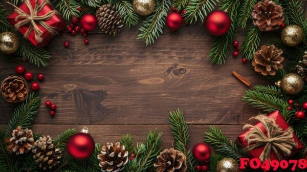 christmas paper background with pine branches