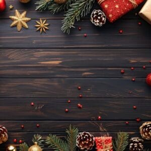 christmas decorations on wooden table