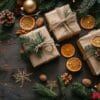 rustic christmas gifts wrapped with natural elements